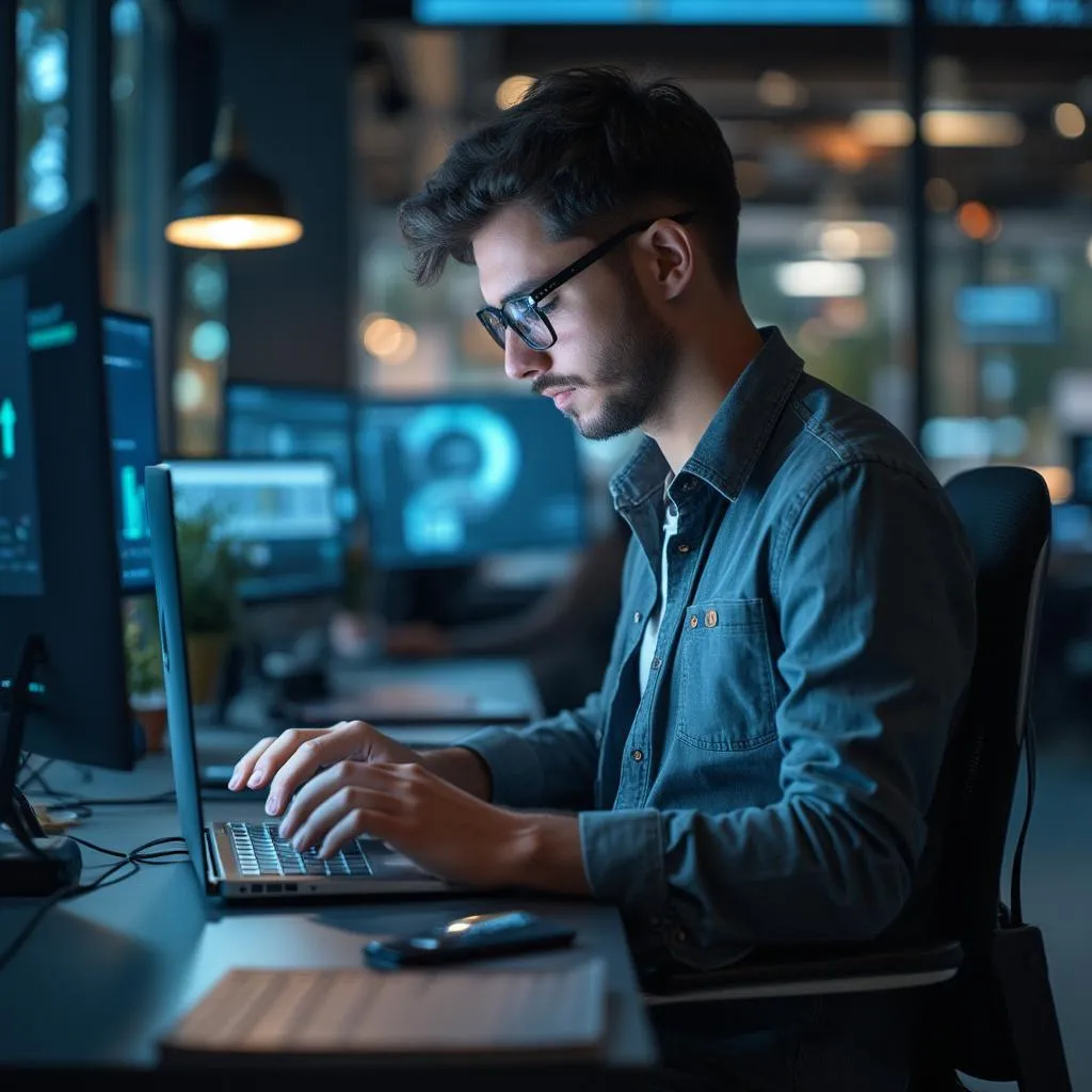 Emprendedor tecnológico implementando nuevos sistemas