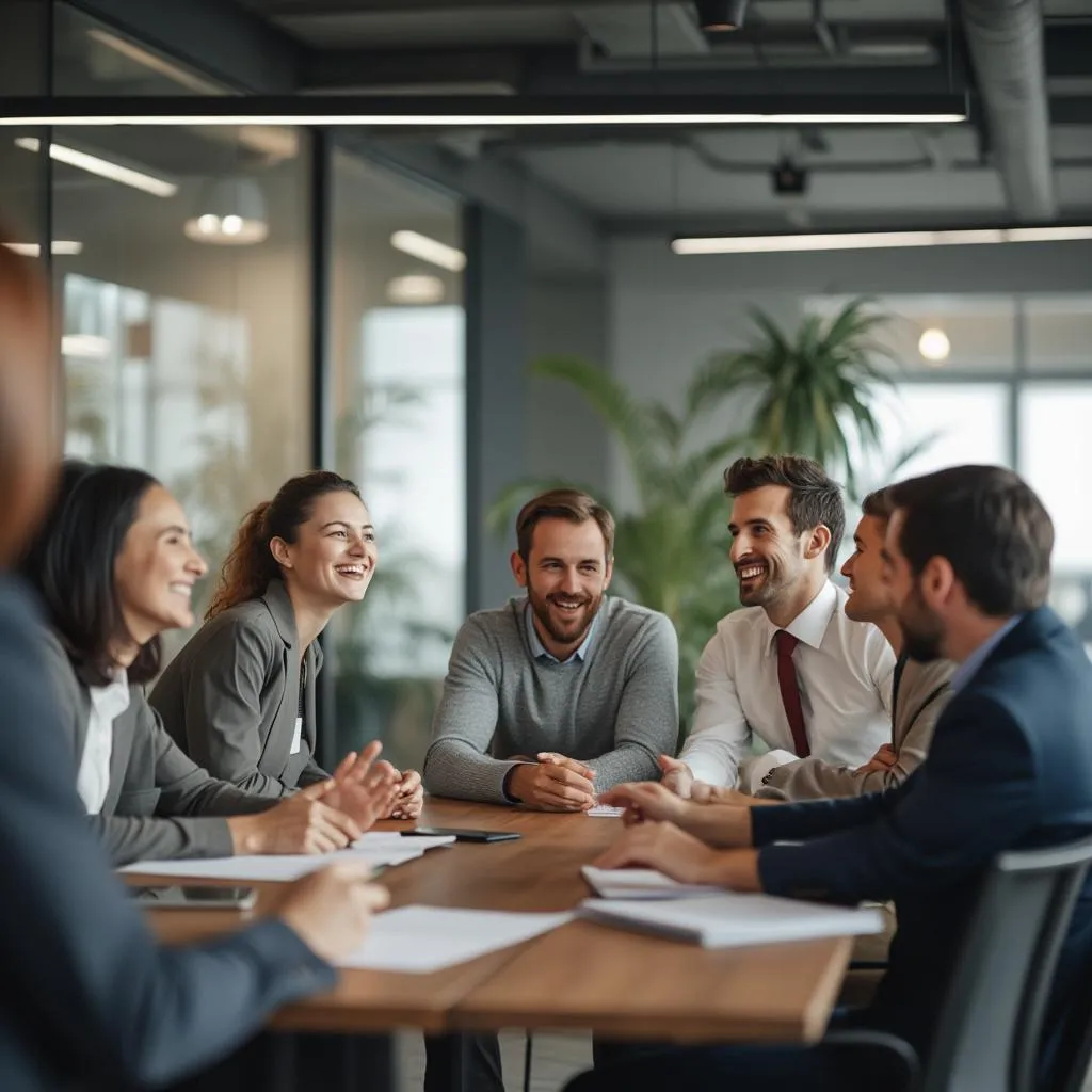 Equipo empresarial implementando sistema de productividad